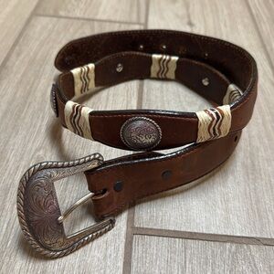 Tony Lama vintage leather conch belt size 30 missing 2 conch western cowboy